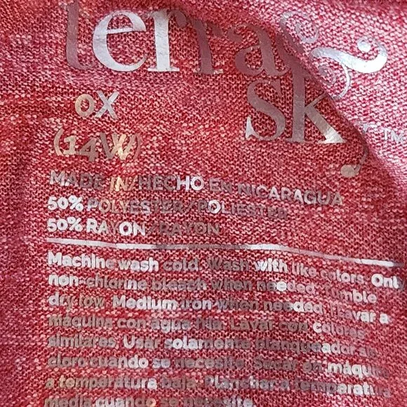 Terra and Sky Rose Dust Poly Rayon Cardi Lgth Fashion Tee Generous Fit Sz 0X 14W - Picture 16 of 16